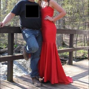 Red Formal Strapless Mermaid Dress